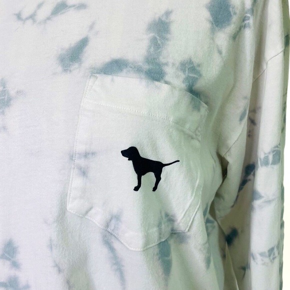 NWOT PINK VS Super Cute Tie Dye Long Sleeve Pullover T-Shirt Steel Blue SZ S - Picture 4 of 7